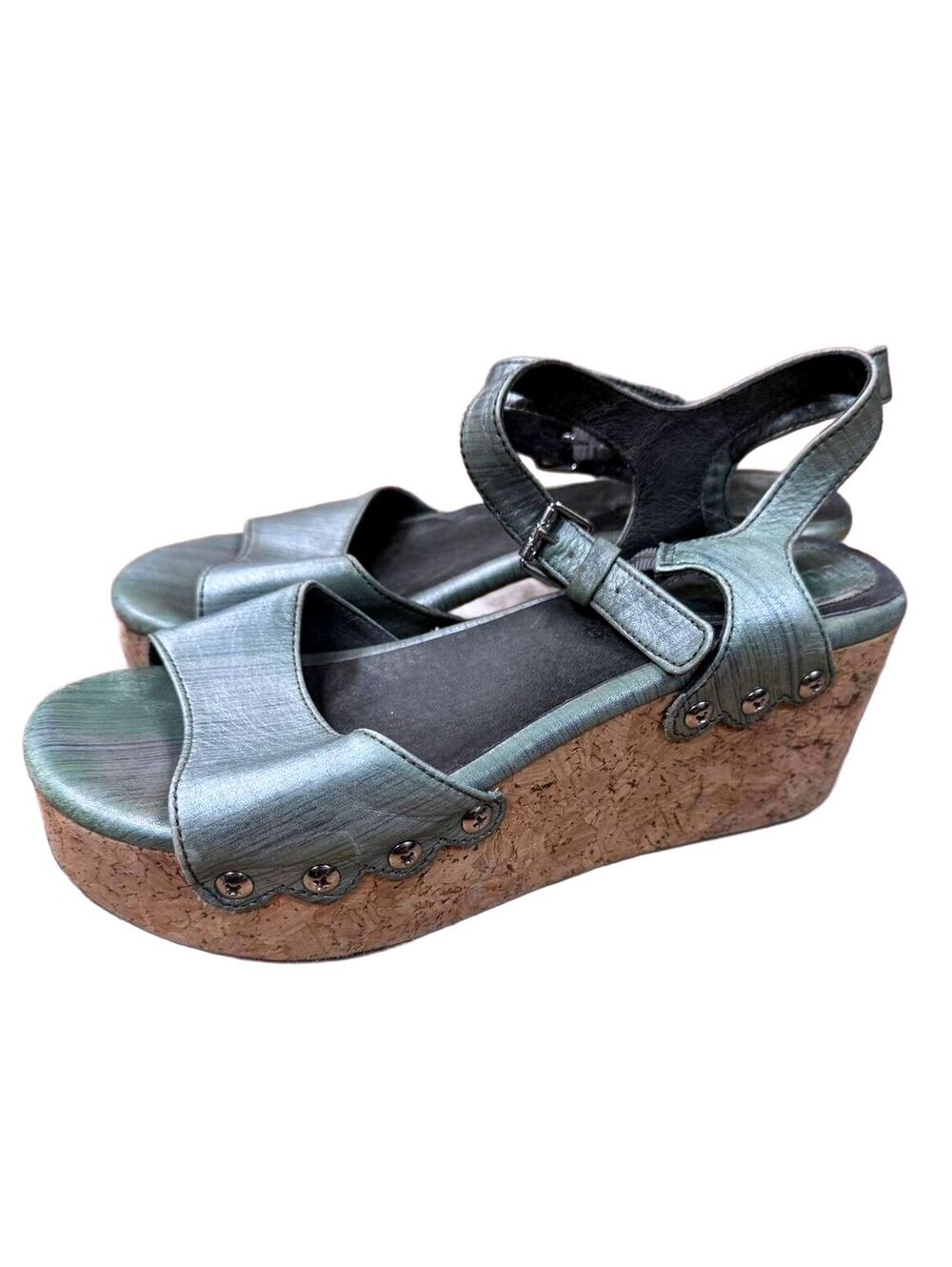 Bussola “Marcia” Mansfield Platform Cork Wedge Sandals EU 38/7.5